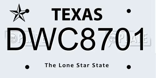 DWC8701 Texas License Plate