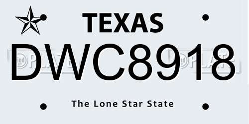 DWC8918 Texas License Plate