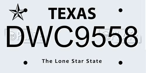 DWC9558 Texas License Plate