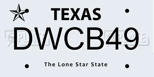 DWCB49 Texas License Plate