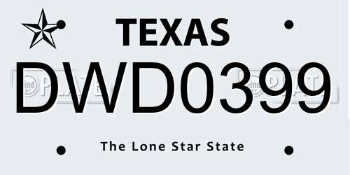 DWD0399 Texas License Plate