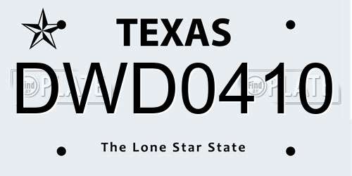 DWD0410 Texas License Plate