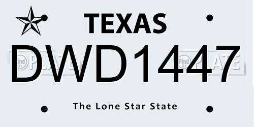 DWD1447 Texas License Plate