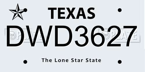 DWD3627 Texas License Plate