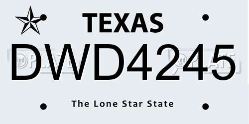 DWD4245 Texas License Plate