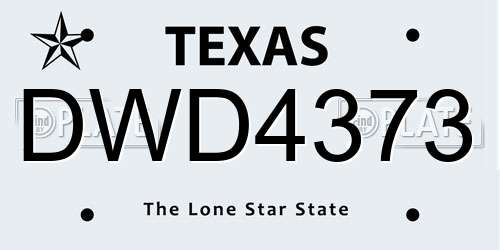 DWD4373 Texas License Plate