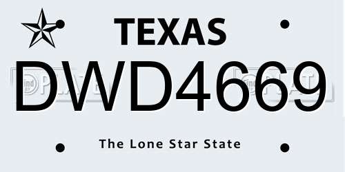 DWD4669 Texas License Plate