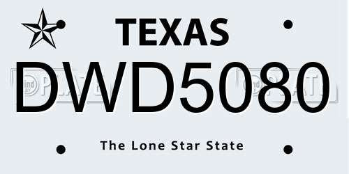 DWD5080 Texas License Plate