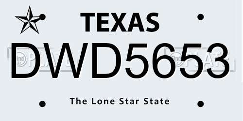 DWD5653 Texas License Plate