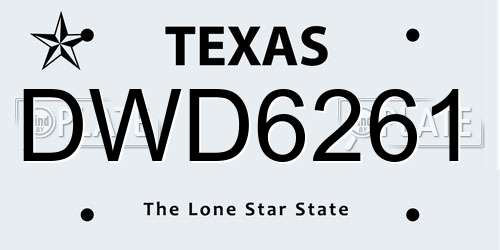DWD6261 Texas License Plate