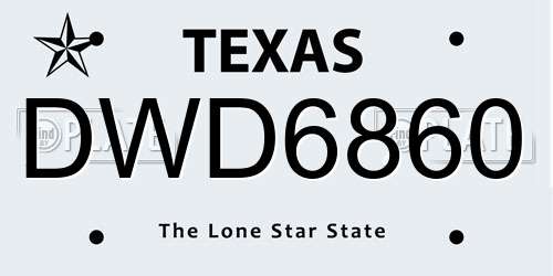DWD6860 Texas License Plate