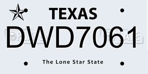 DWD7061 Texas License Plate