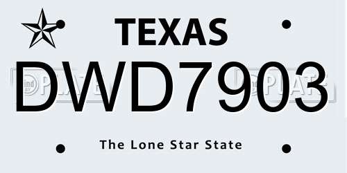 DWD7903 Texas License Plate