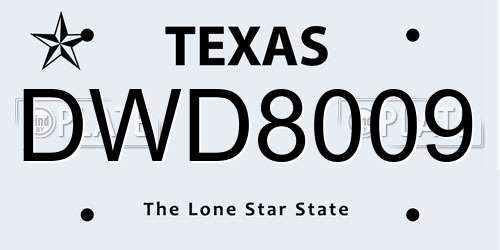 DWD8009 Texas License Plate