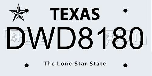 DWD8180 Texas License Plate