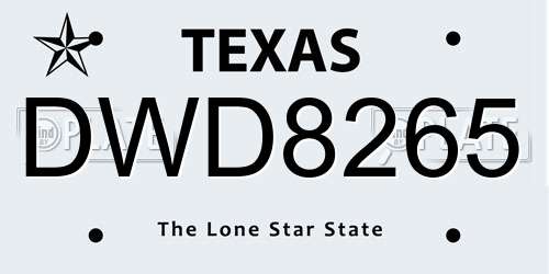 DWD8265 Texas License Plate