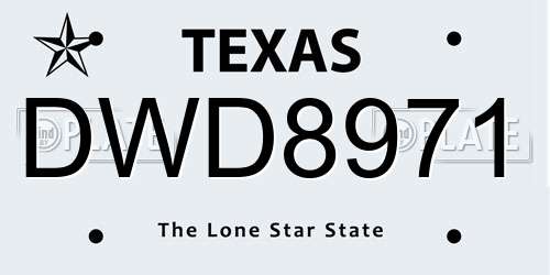 DWD8971 Texas License Plate