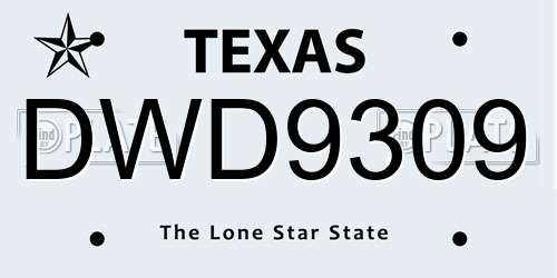 DWD9309 Texas License Plate