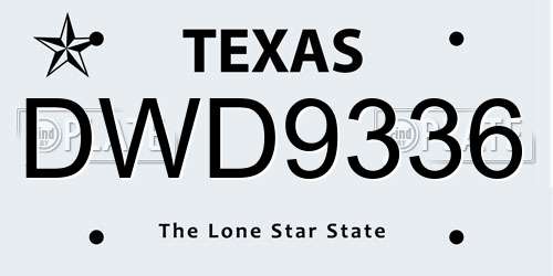 DWD9336 Texas License Plate