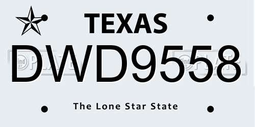 DWD9558 Texas License Plate