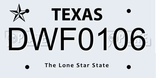 DWF0106 Texas License Plate