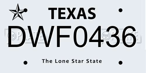 DWF0436 Texas License Plate