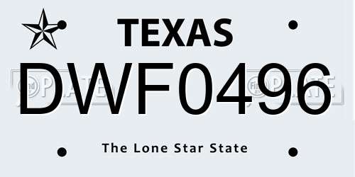 DWF0496 Texas License Plate