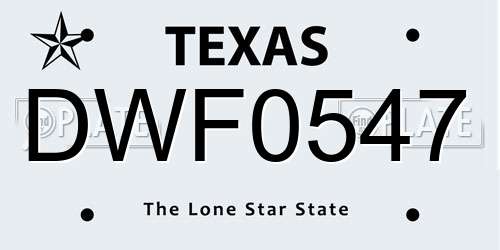 DWF0547 Texas License Plate