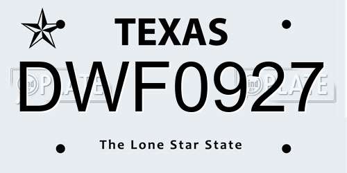 DWF0927 Texas License Plate