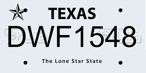 DWF1548 Texas License Plate