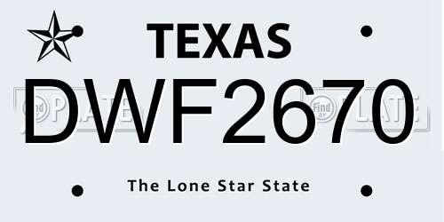 DWF2670 Texas License Plate