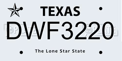 DWF3220 Texas License Plate
