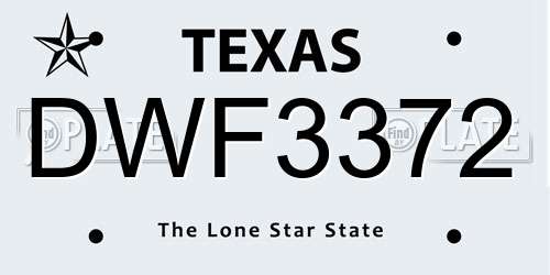 DWF3372 Texas License Plate
