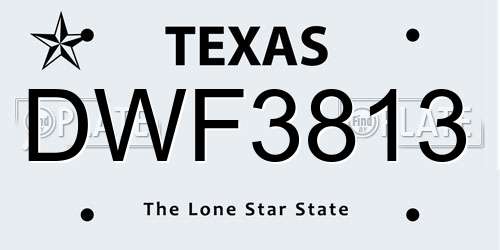 DWF3813 Texas License Plate