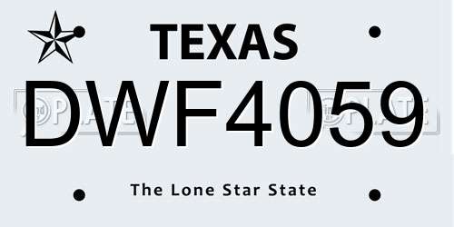 DWF4059 Texas License Plate