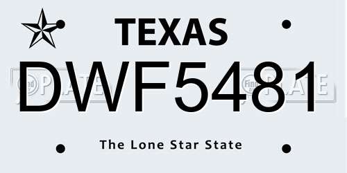 DWF5481 Texas License Plate