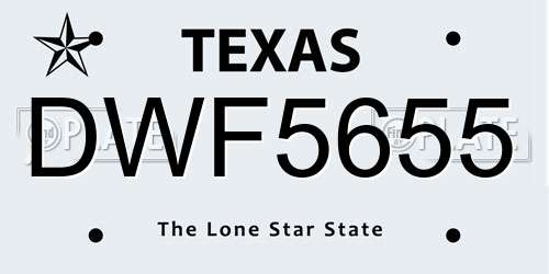 DWF5655 Texas License Plate