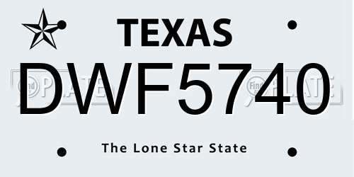DWF5740 Texas License Plate