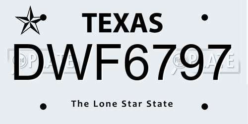 DWF6797 Texas License Plate