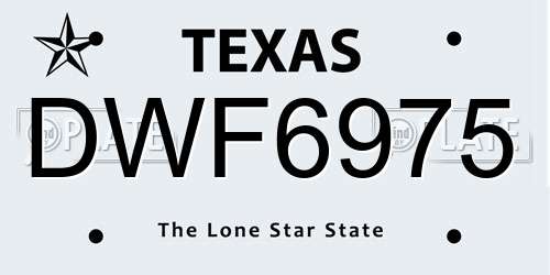 DWF6975 Texas License Plate