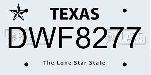 DWF8277 Texas License Plate