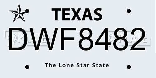 DWF8482 Texas License Plate