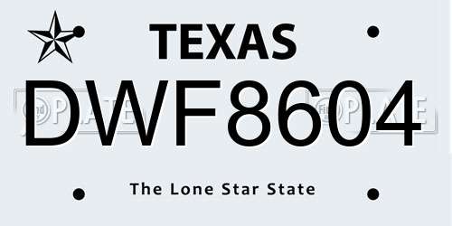 DWF8604 Texas License Plate