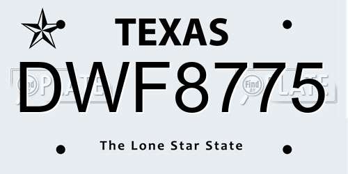 DWF8775 Texas License Plate