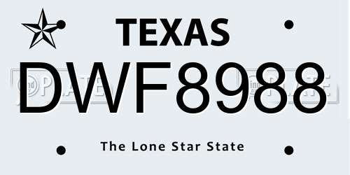 DWF8988 Texas License Plate