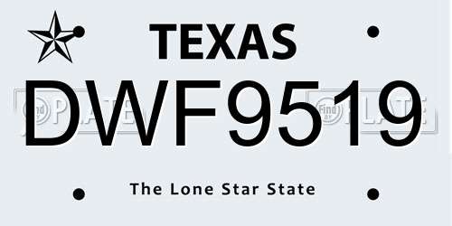 DWF9519 Texas License Plate