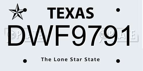 DWF9791 Texas License Plate