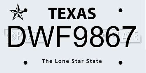 DWF9867 Texas License Plate