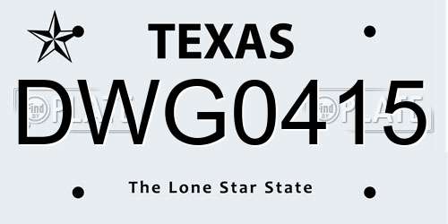 DWG0415 Texas License Plate