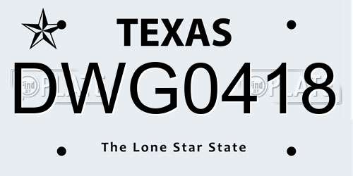 DWG0418 Texas License Plate